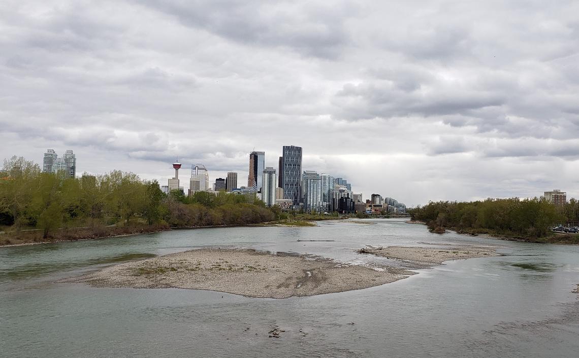 Looking westward at the City of Calgary and the Bow River in 2019